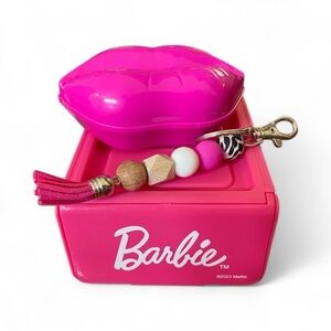 BARBIE Bundle Small Storage Box, Keychain/Bag Charm & Lip Mirror/Brush NWOT🩷